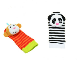 New A Pair Baby Infant Toy Soft Handbells Hand Wrist Strap Rattles/Animal Socks Foot Finders Stuffed Toys Christmas Gift