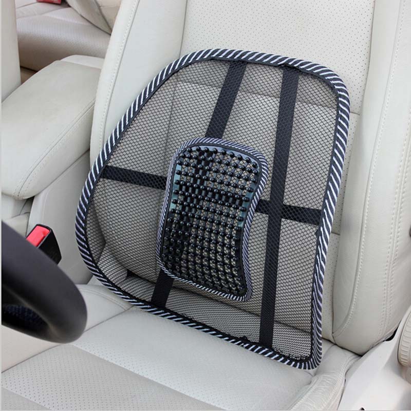 Car Seat Back Cushion Mesh Ventilate Brace Support Pad Office Home Chair Lumbar Massager Pain Relief Cool Beads massage